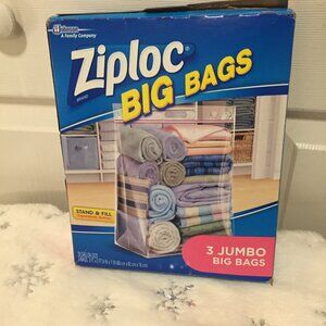 Ziploc Big Bags Jumbo 20 Gallon Zipper Seal Stand Fill Expandable Bottom - 3 CT